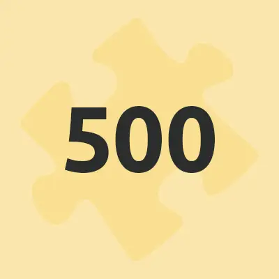 Gelbes Puzzleteil mit der Zahl 500 in schwarzer Schrift darauf.