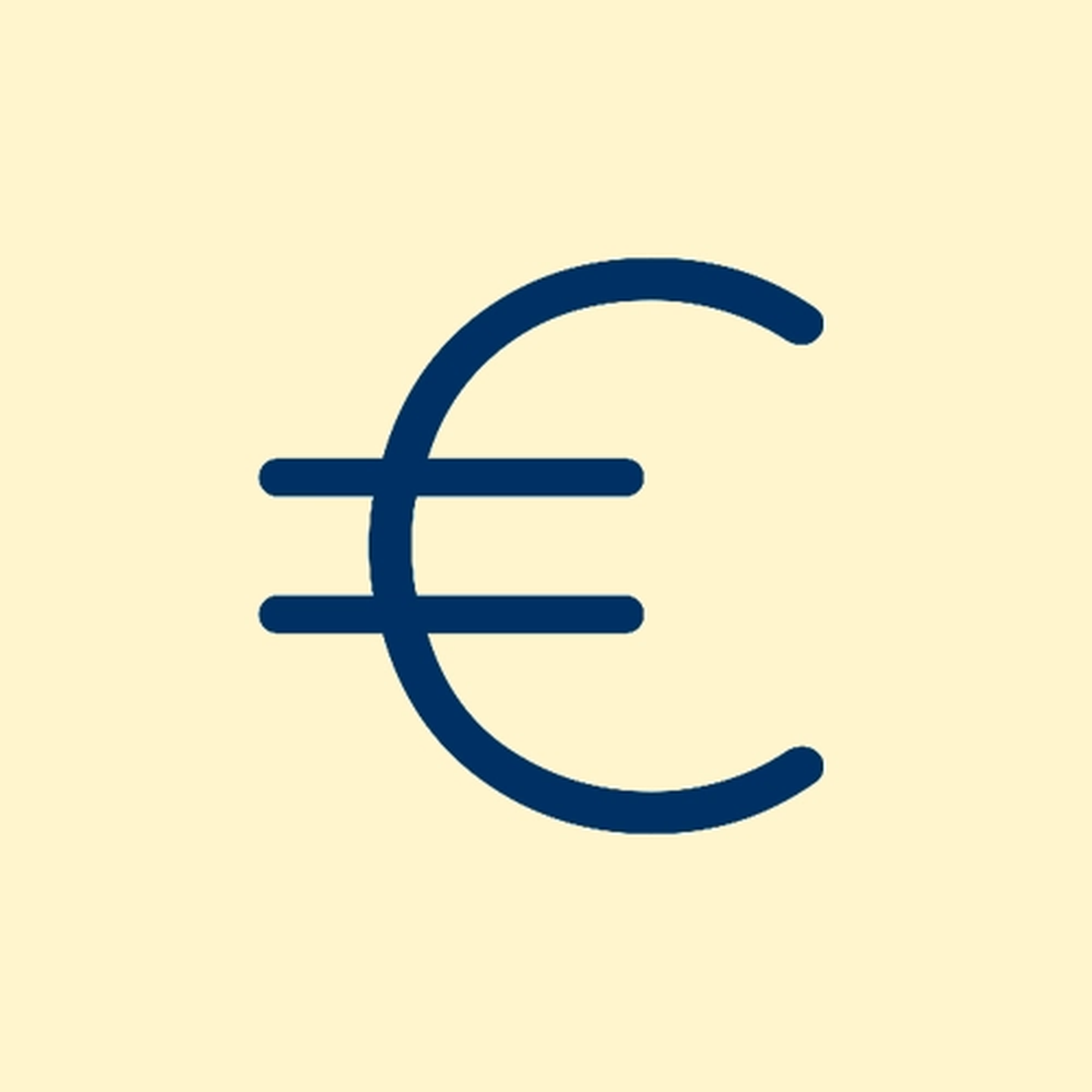 Dunkelblaues Euro-Symbol auf hellbeigem Hintergrund.