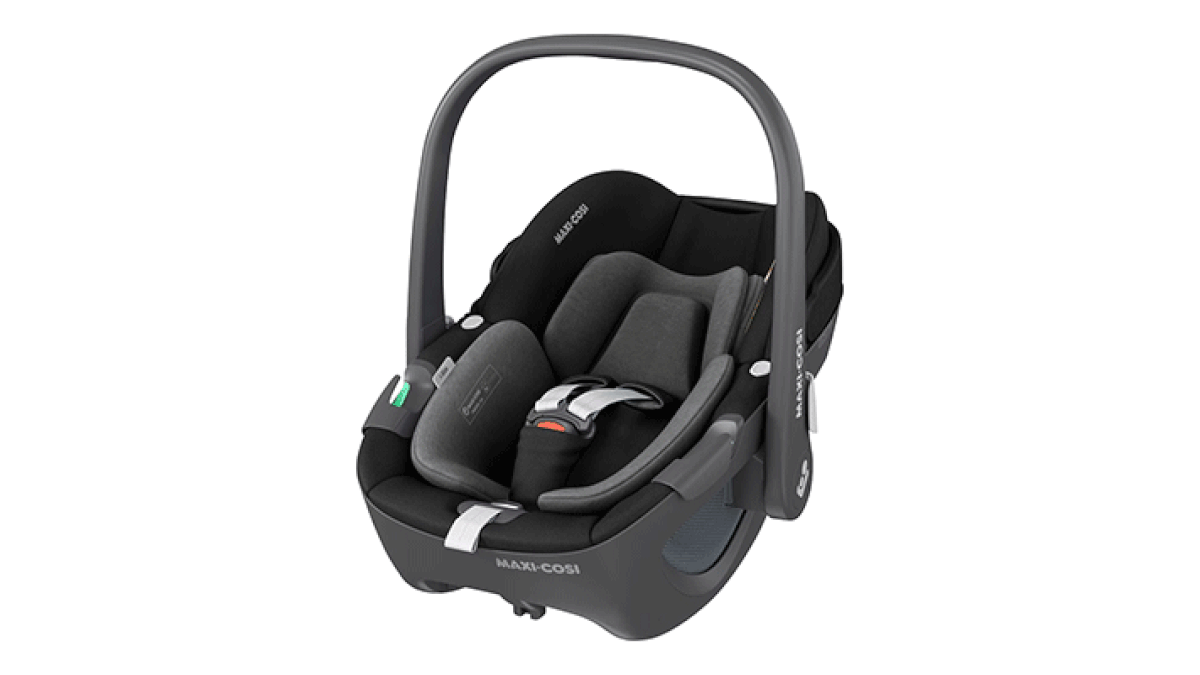 Animiertes Bild, das wechselt eine Babyschale, einen Kindersitz, einen Kinderwagen, ein Reisebett und eine Babywippe von Maxi-Cosi zeigt.