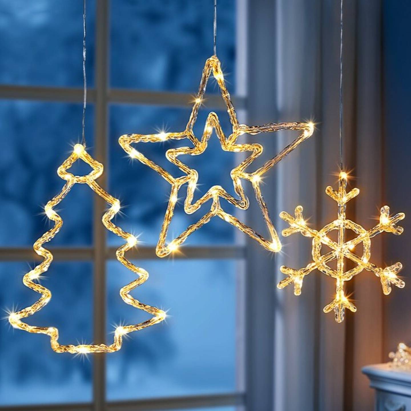 LED-Hänger Tannenbaum, Stern und Schneeflocke