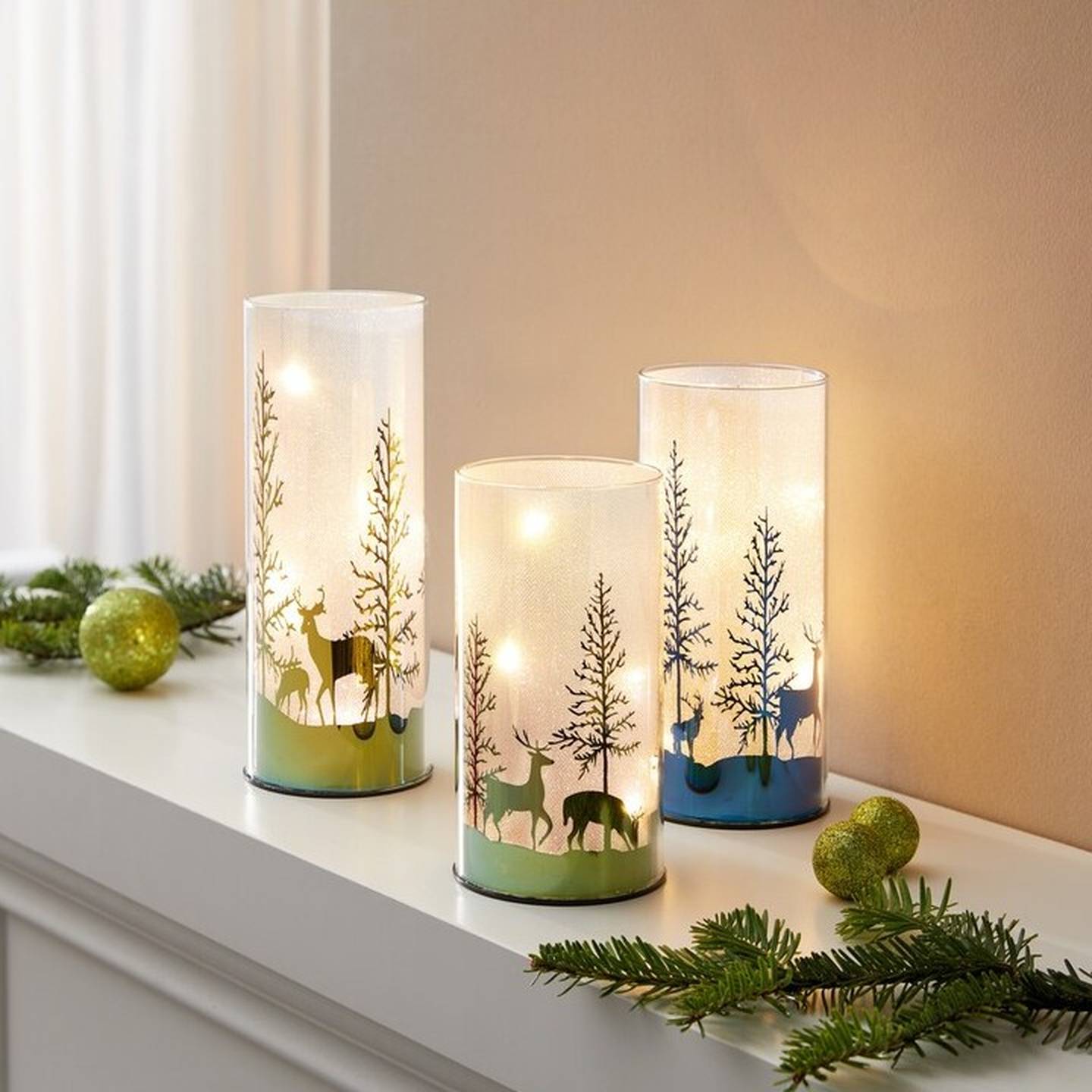 LED-Dekoglas „Winterwald“
