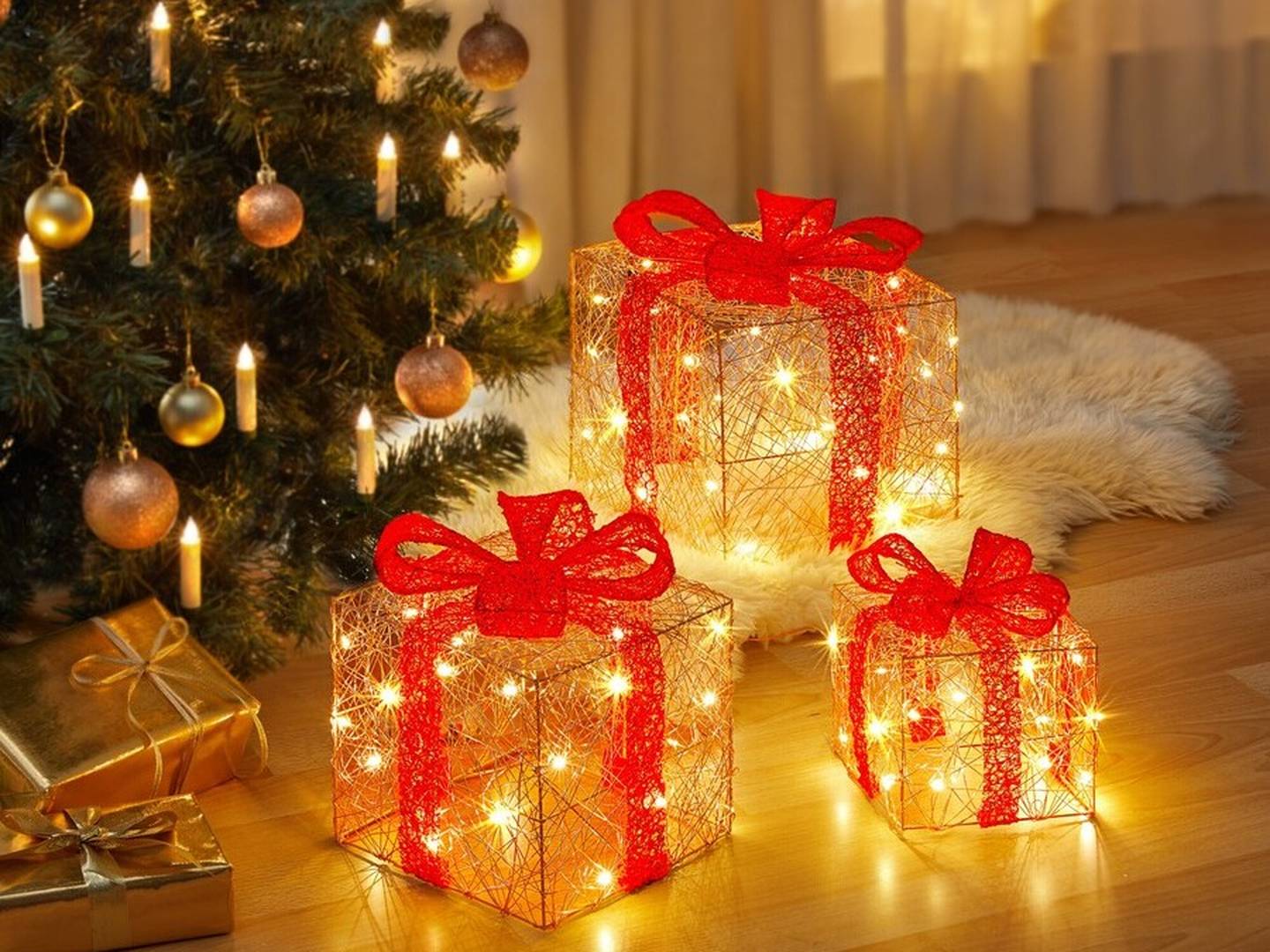LED-Dekofigur "Geschenke Trio"
