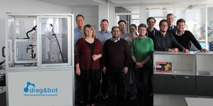 Group picture with staff, founders and experimental model