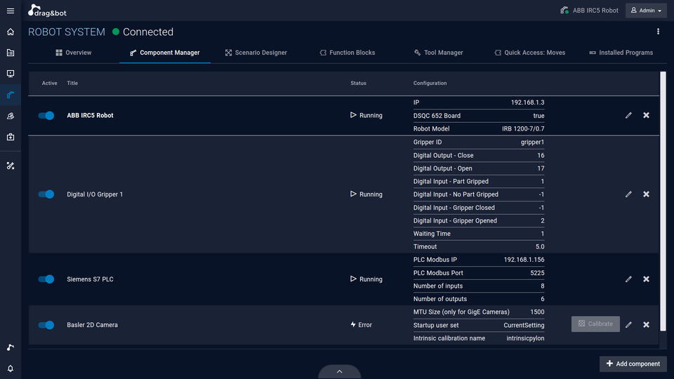 Component Manager software interface