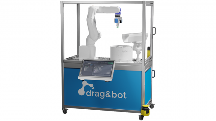 Rendering of a test car, robot arm and test setup