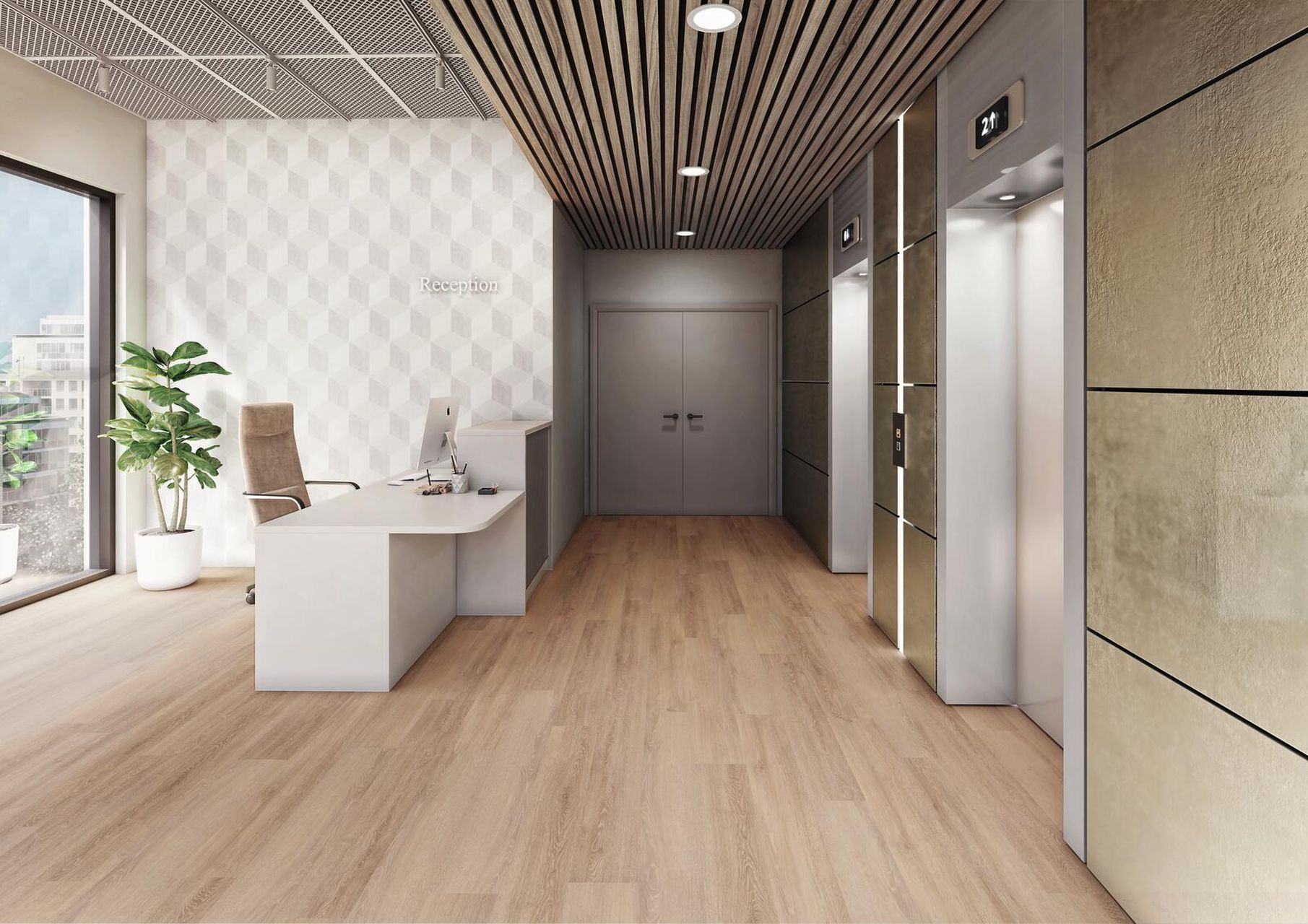 Muted Oak Slip resistant LVT Safety Flooring from the Amtico Spacia