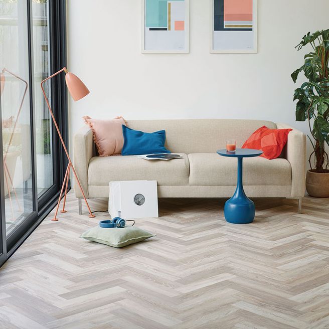 Washed Salvaged Timber, SS5W3322 laid in Large Parquet - from the Amtico Spacia collection