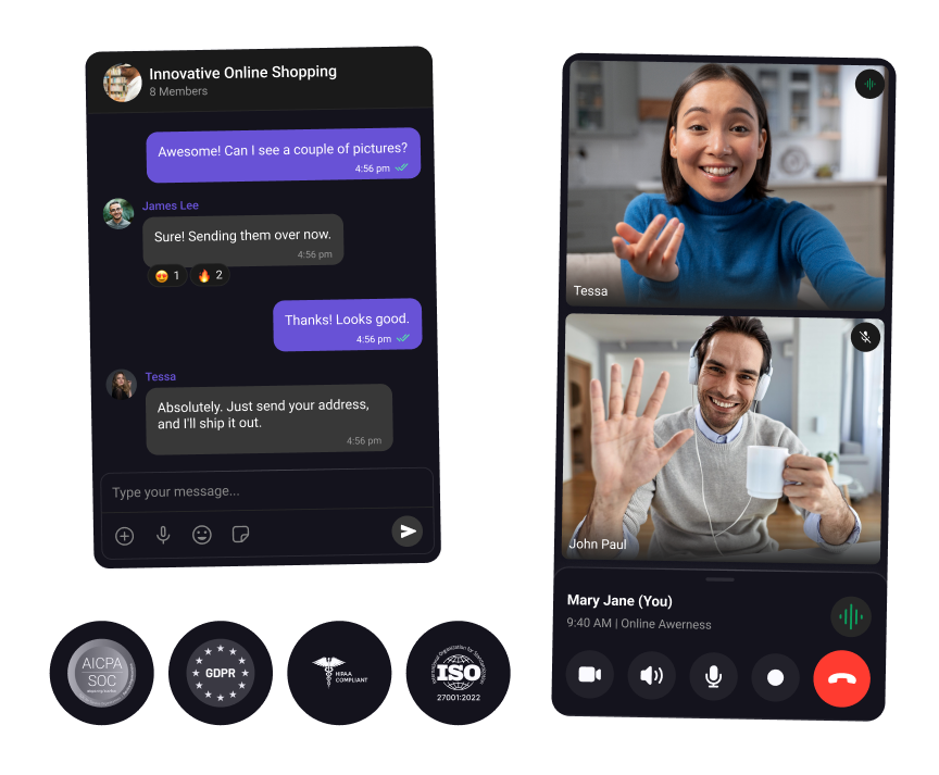 Real time user communication compliant with major global standards