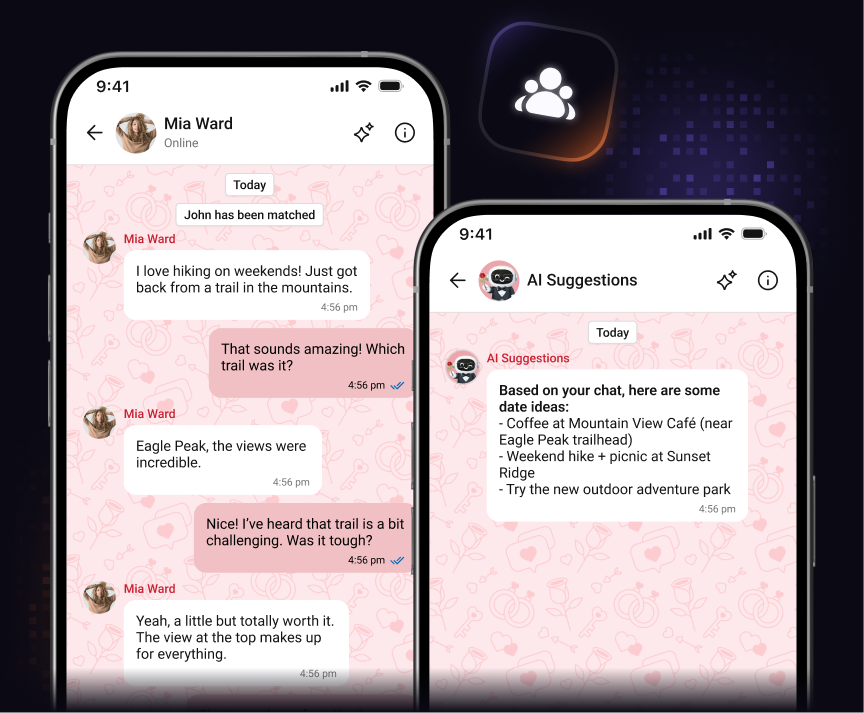 Dating app chat calling and AI agents