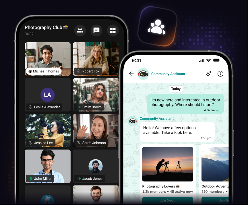 Community chat calling and AI agents
