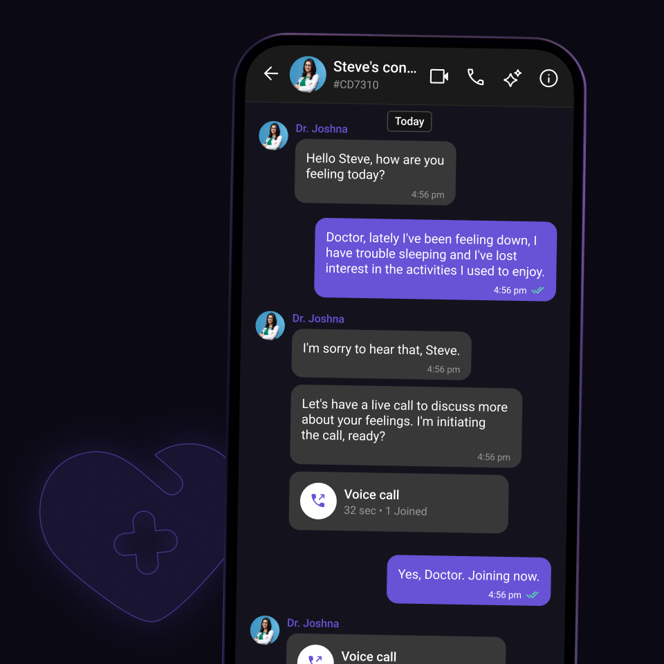 Healthcare consultations in-app