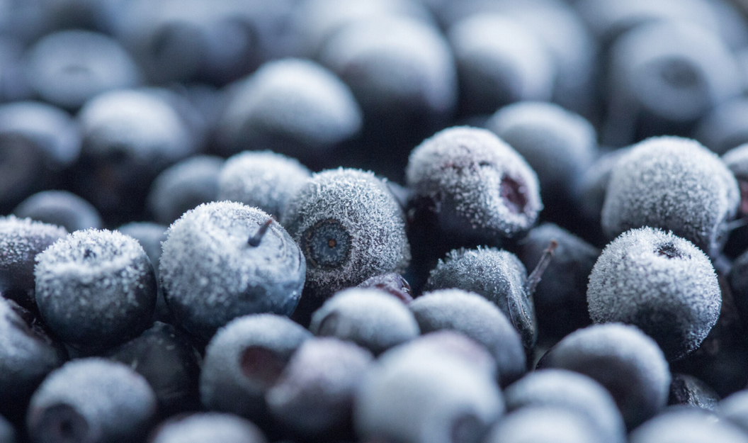 Gefrorene Heidelbeeren als ein Beispiel tiefgefrorener Lebensmittel