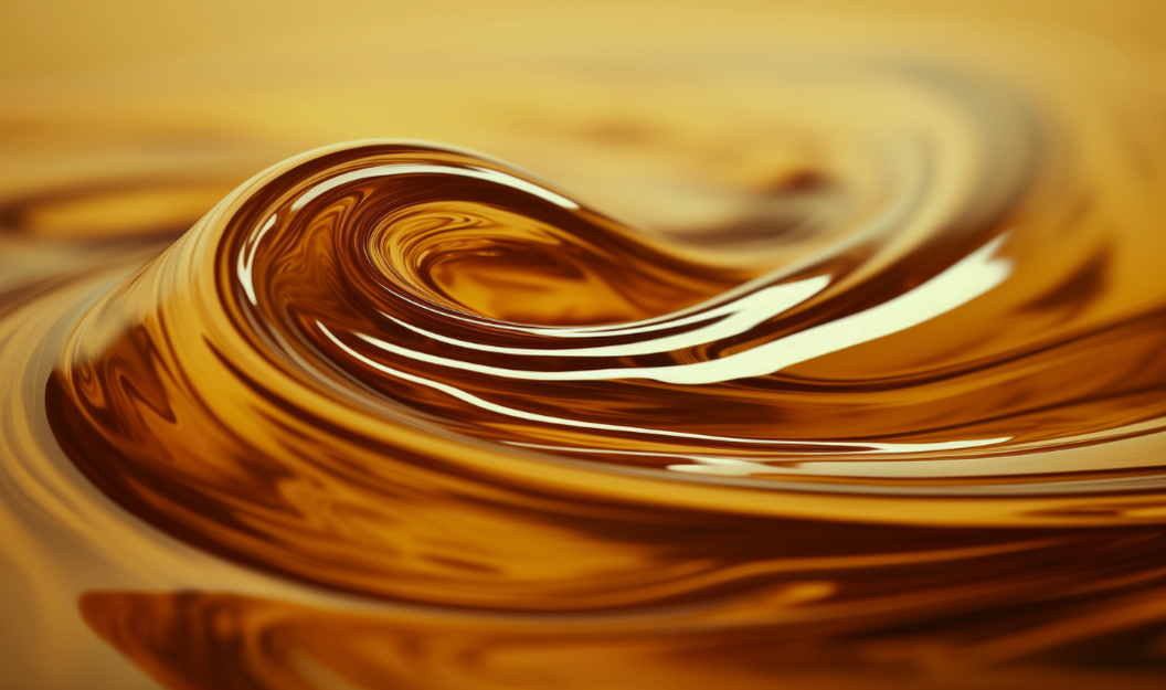 Nahaufnahme von flüssigem, goldbraunem Honig