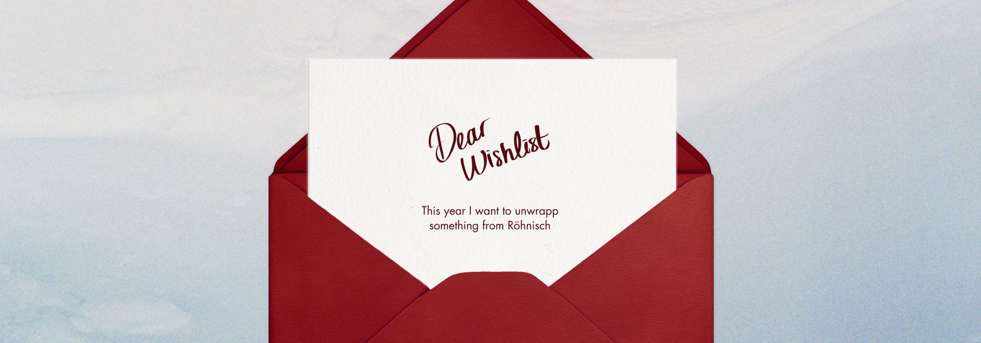 Banner with a red envelope and a card that says Dear Wishlist