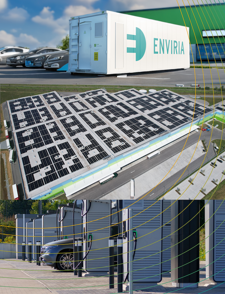 Batteriespeicher, Gewerbe-Solaranlage und Ladeinfrastruktur wachsen zu einem dezentralen Energiesystem zusammen.