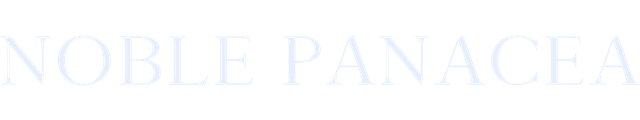 Noble Panacea logo in light blue.