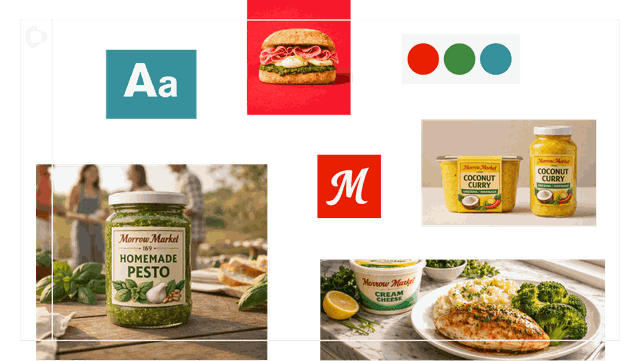 A collage of images of food products