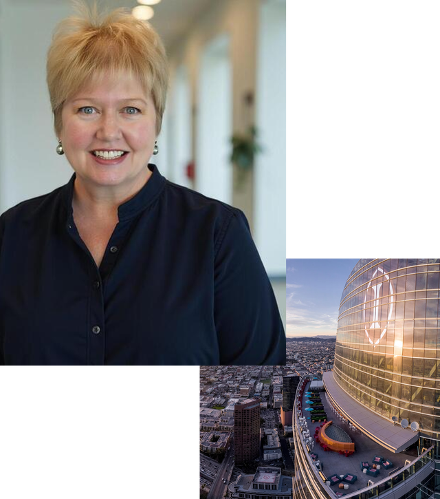 Shelley Alvarez and aerial of the Intercontinental Hotel