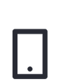 Icon of a smartphone with a simple design, featuring a rectangular shape and a circular button at the bottom center.