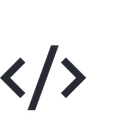 A code slash symbol in dark grey on a transparent background