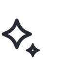 Two black star-shaped sparkles of different sizes on a transparent background.