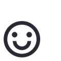 Smiley face icon in dark gray with a simple, minimalistic design on a transparent background.