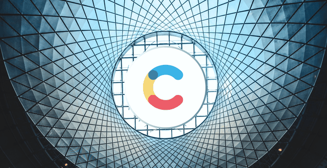 Contentful logo centered in grid and geodesic dome