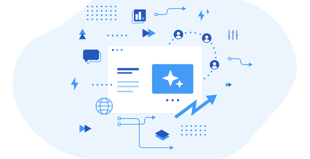 Illustration of a computer screen and icons representing the world, individuals, data, and information
