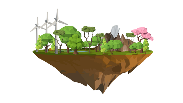 Illustration of floating land mass