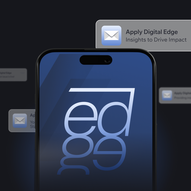 A phone receiving notifications about the latest publications of Apply Digital's Edge newsletter