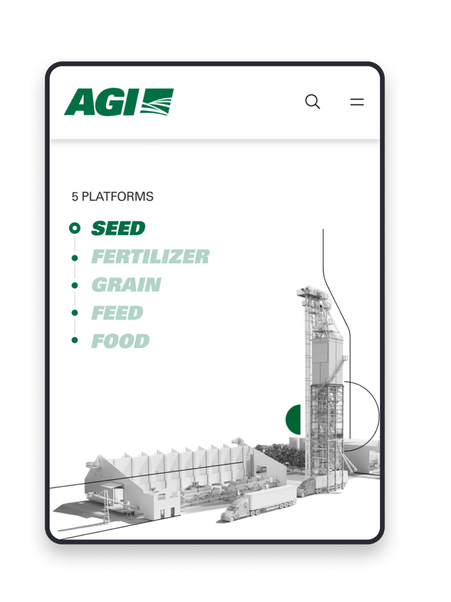AGI's 5 platforms on a mobile screen.