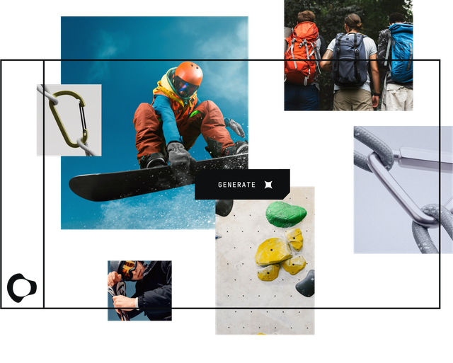 A collage of images with a button with the text Generate in the middle