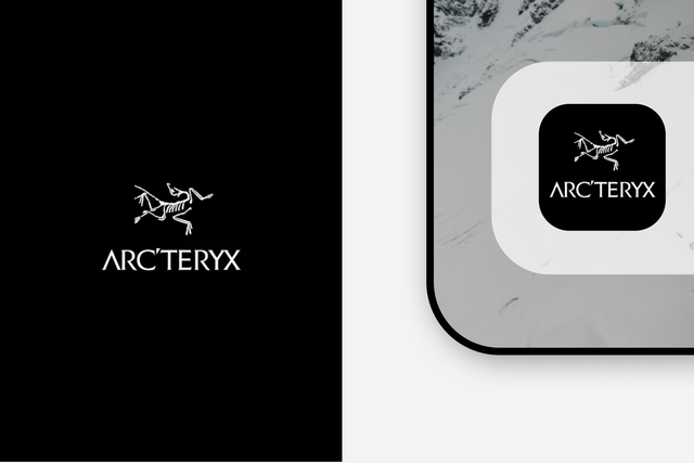 Arc'teryx logo and the Arc'teryx app icon.