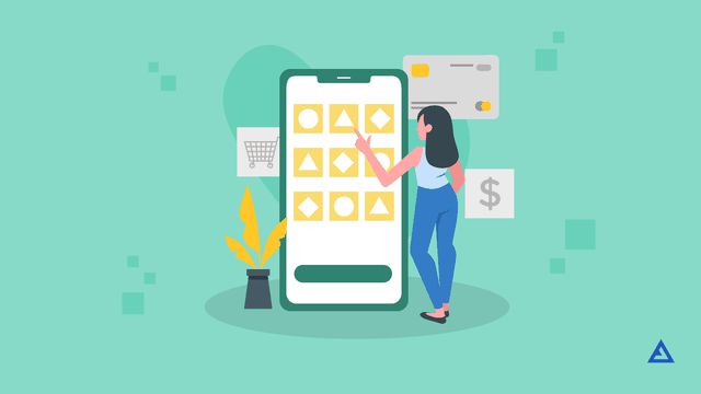 Illustration of a woman swiping on a giant smartphone