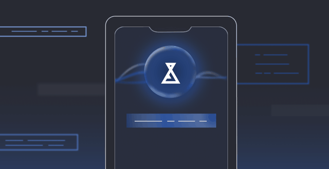 The Lab's beaker logo appears on a tablet screen. Information flows in and out of the tablet.