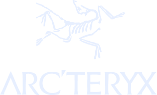 Arc'teryx logo in light blue.