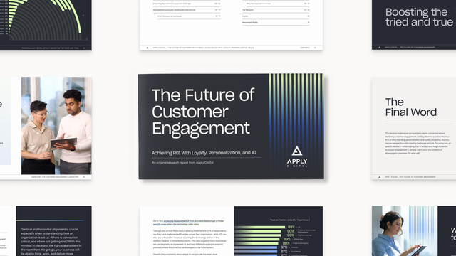 Inspiring pages from the Future of Customer Engagement report laid out in a grid