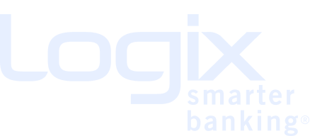 Logix Federal Credit Union Logo with the tagline "smarter banking" in a modern, sans-serif, light blue font.