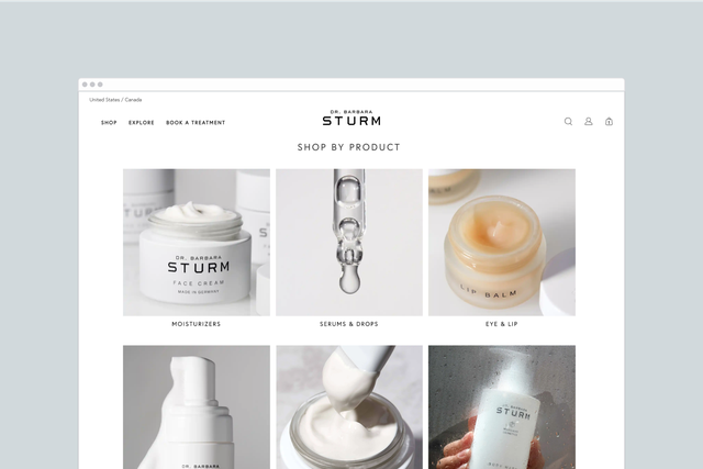screenshot of the dr barbara sturm website showing multiple products