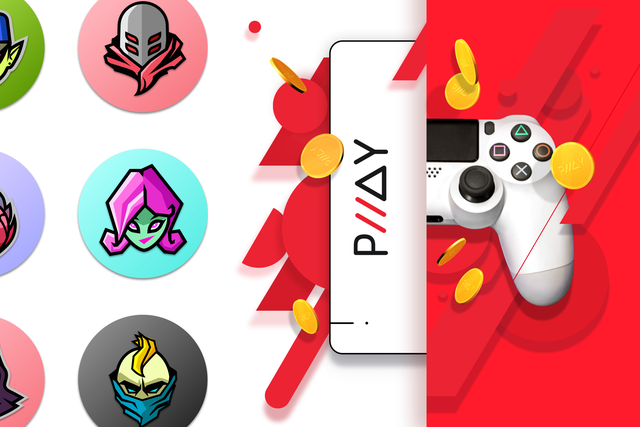 The PLLAY app and a game controller appear side by side. Illustrated colorful player icons are on the left.