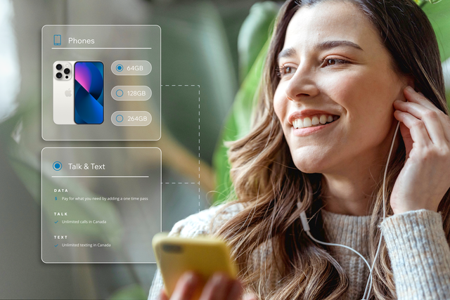 Woman listening to music on her smartphone