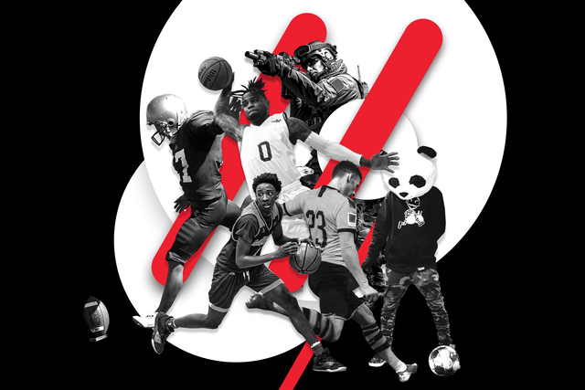 A myriad of sports athletes, from football to basketball to soccer, appear together.