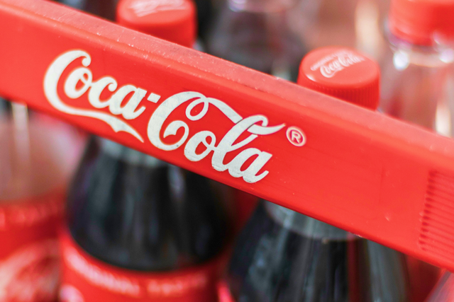 A crate of Coca-Cola bottles.