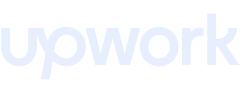 Upwork logo in light blue text on a transparent background.