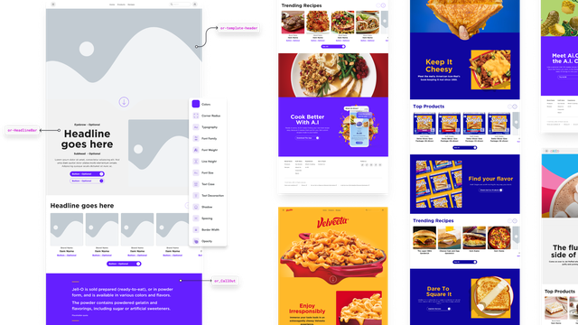 A flow of screens showing how a simple website wireframe serves as the basis for all their websites.