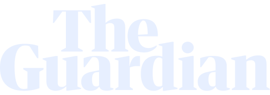 The Guardian logo in light blue text on a transparent background.