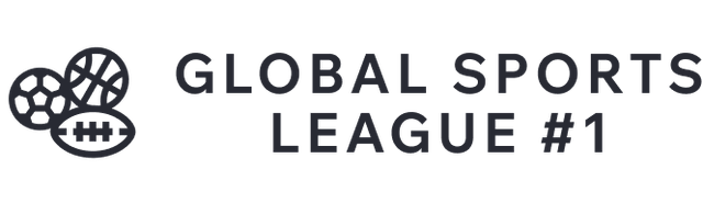 Global Sports League #1 logo. Soccer ball, basketball, and football illustration.
