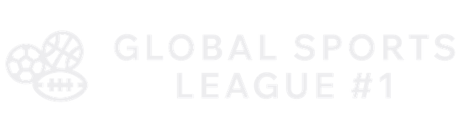 Global Sports League #1 logo. Soccer ball, basketball, and football illustration.