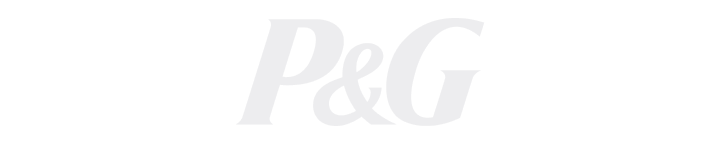 P&G logo in white, featuring stylized letters "P" and "G" connected by an ampersand on a transparent background.