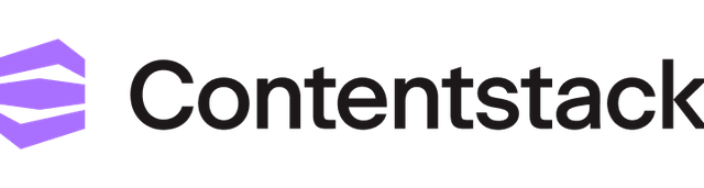 Contentstack logo in black, with the illustration in red.